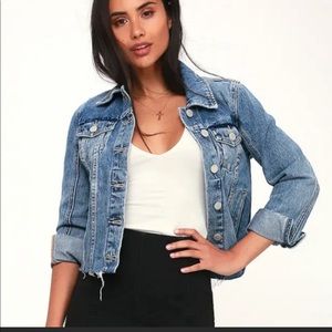 Blank NYC Women’s Denim Trucker Jacket Cropped Traffic JAM Jacket XS & M